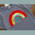 Next Mädchen T-Shirt Regenbogen Konfetti Pailletten gestreift blau bunt
