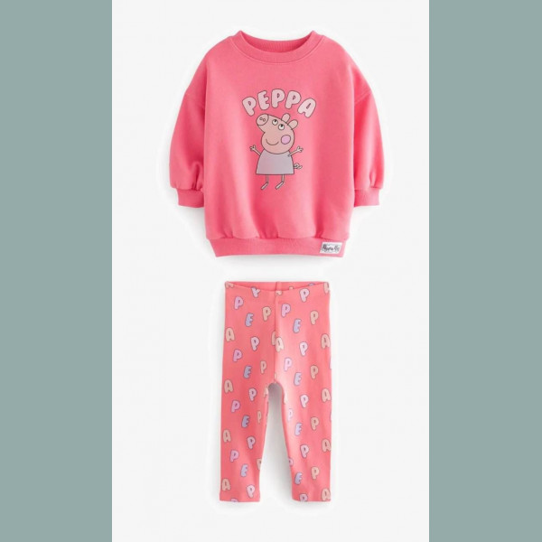 Next Mädchen Set Sweater Pullover Leggings Hose Peppa Pig Wutz rosa 4-5/104-110