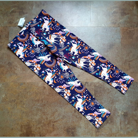 Next Mädchen Leggings Hose Einhorn Regenbogen blau lila neu