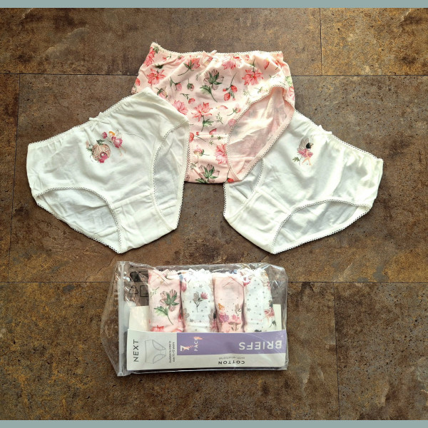 Next Mädchen Set 7 Unterhosen Unterwäsche Slips Fee Blumen Fairy neu 3-4/98-104