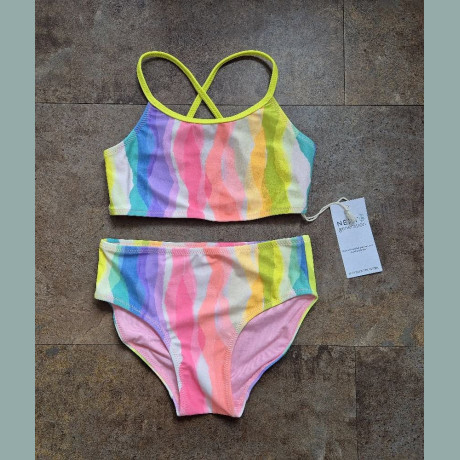Next Mädchen Set Badeanzug Bikini Regenbogen bunt neu 
