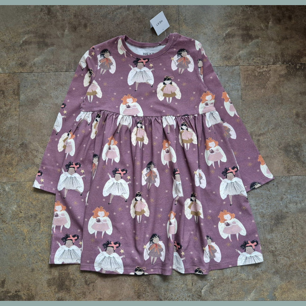Next Mädchen Kleid Drehkleid langarm Fee Ballerina Fairy lila neu 