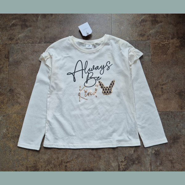 Next Mädchen Shirt Hase Always Kind Glitzer langarm creme neu 6-7/116-122