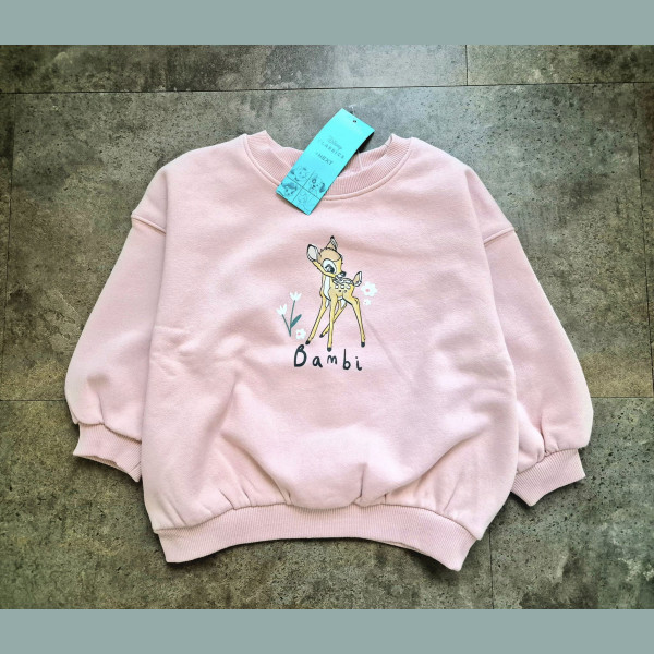Next Mädchen Sweatshirt Pullover Disney Bambi angeraut rosa neu 2-3/92-98