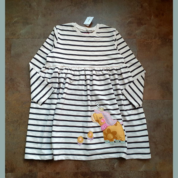 Next Mädchen Kleid langarm Einhorn Blumen gestreift neu 