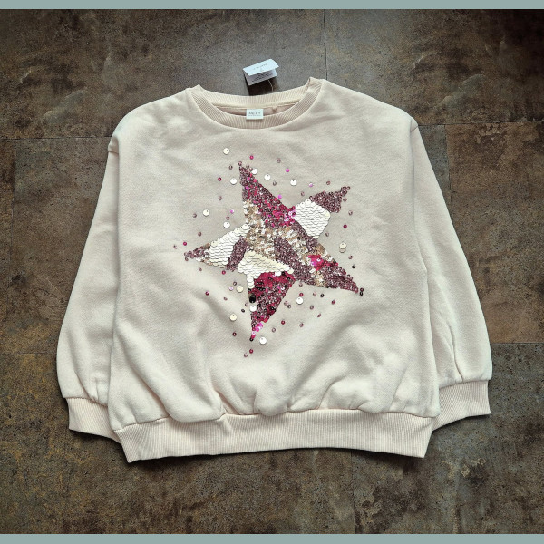 Next Mädchen Sweatshirt Pullover Stern Pailletten angeraut rosa neu 