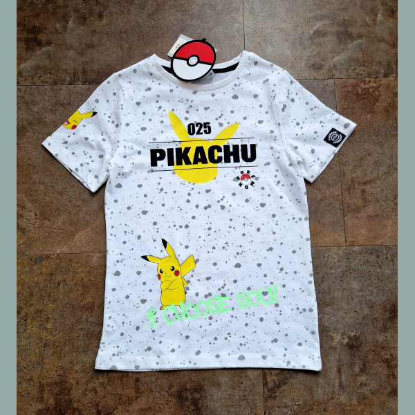 TU Unisex T-Shirt Top Pokemon Pikachu kurzarm weiß gelb