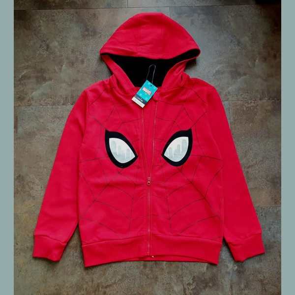 George Jungen Hoodie Sweatjacke Marvel Spiderman Kapuze rot schwarz 