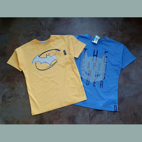George Jungen Set 2 T-Shirts Tops Batman kurzarm gelb blau 8-9/128-134