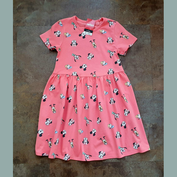 George Mädchen Kleid kurzarm Disney Minnie Mickey Mouse coral 5-6/110-116