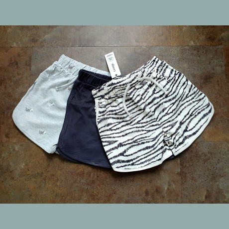George Mädchen Set 3 Shorts Bermuda Zebra Safari grau 4-5/110