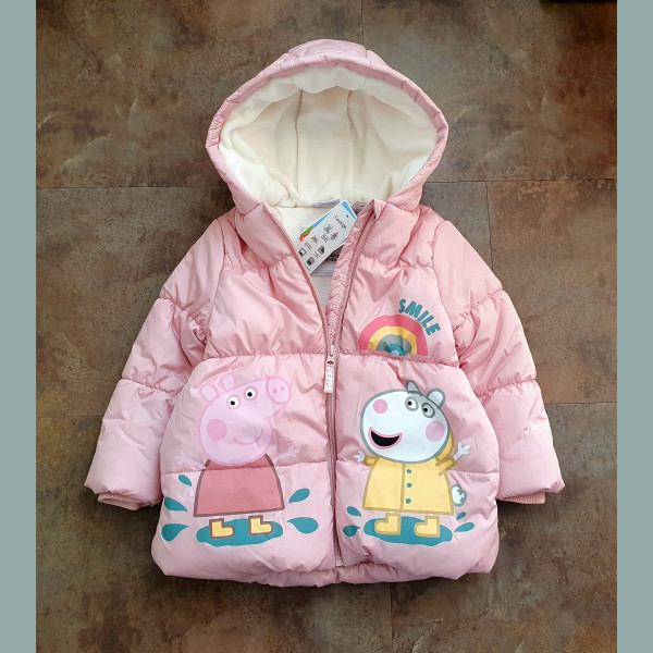 George Mädchen Jacke Peppa Pig Wutz Regenbogen Winter warm rosa