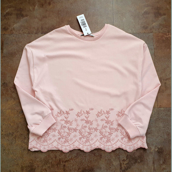 George Mädchen Pullover Sweater Blumen bestickt rosa 8-9/128-134