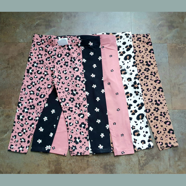 George Mädchen Set 5 Leggings Hosen Leo Animalprint Blumen rosa schwarz 18-24/86-92