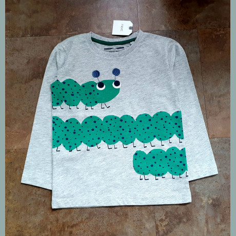 Next Jungen Shirt Raupe Nimmersatt langarm grau grün neu 18-24/86-92