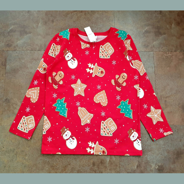 Lindex Mädchen Shirt Weihnachten Lebkuchen Herz langarm rot 8-9/128-134