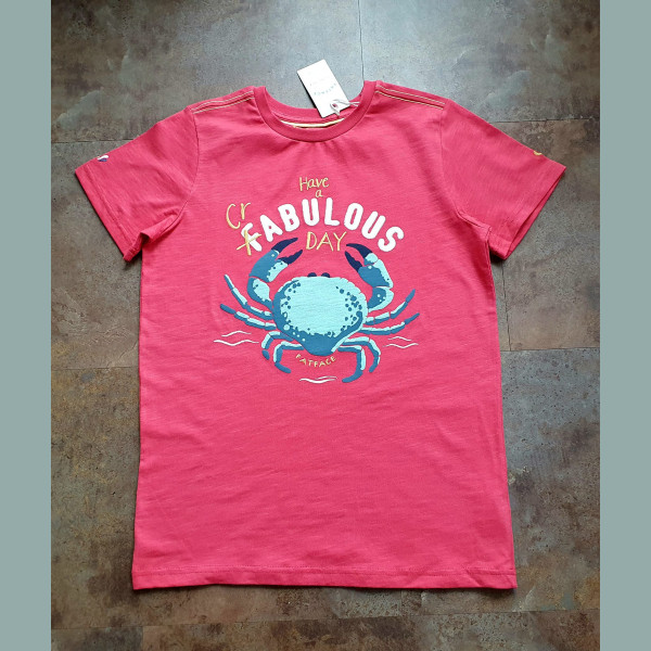 FatFace Jungen T-Shirt Krabbe Krebs kurzarm rot blau 11-12/152
