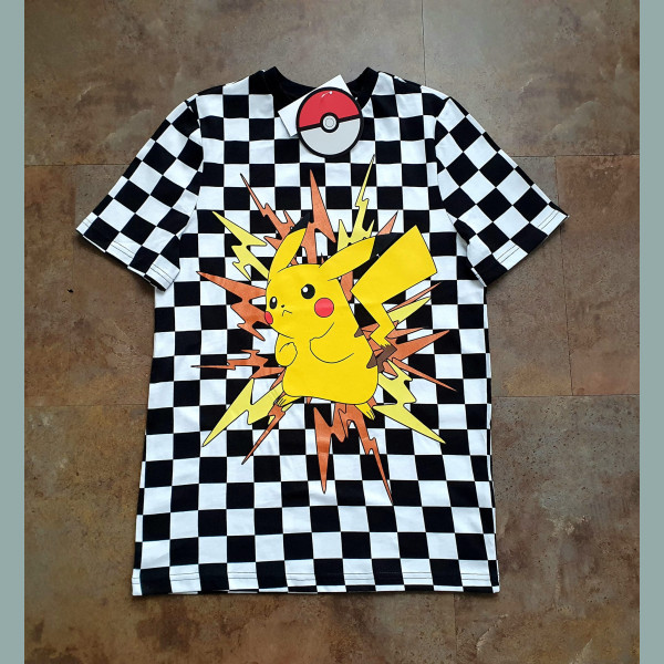 F&F Jungen T-Shirt Top Pokemon Pikachu Karos kurzarm weiß schwarz gelb 10-11/146