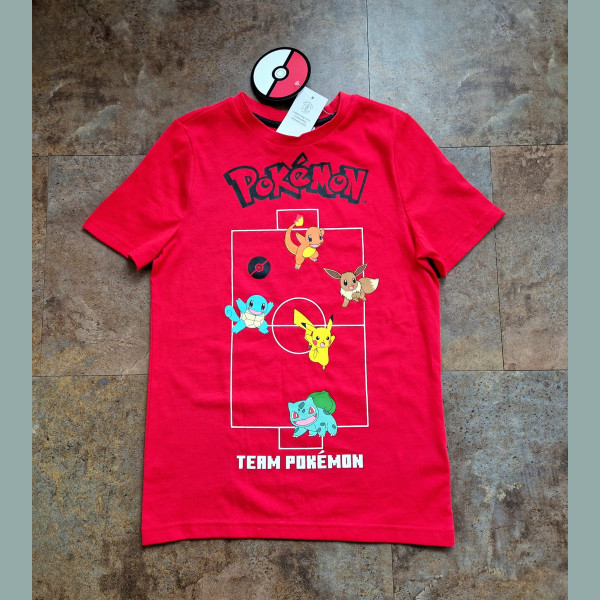 F&F Jungen T-Shirt Top Pokemon Pikachu kurzarm weiß rot 9-10/140