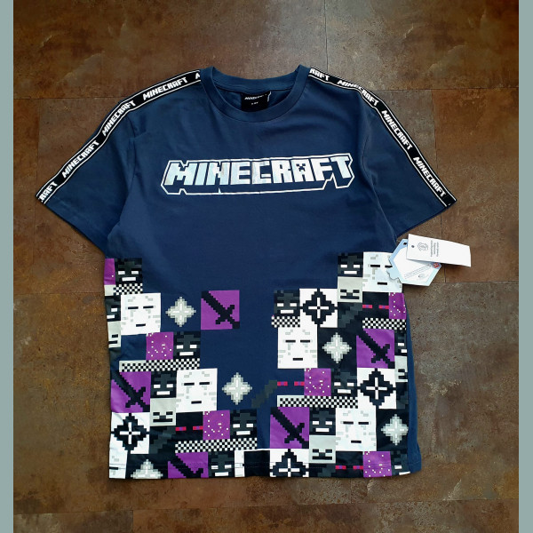 F&F Jungen T-Shirt Top Minecraft Nintendo kurzarm grau neu 9-10/134-140