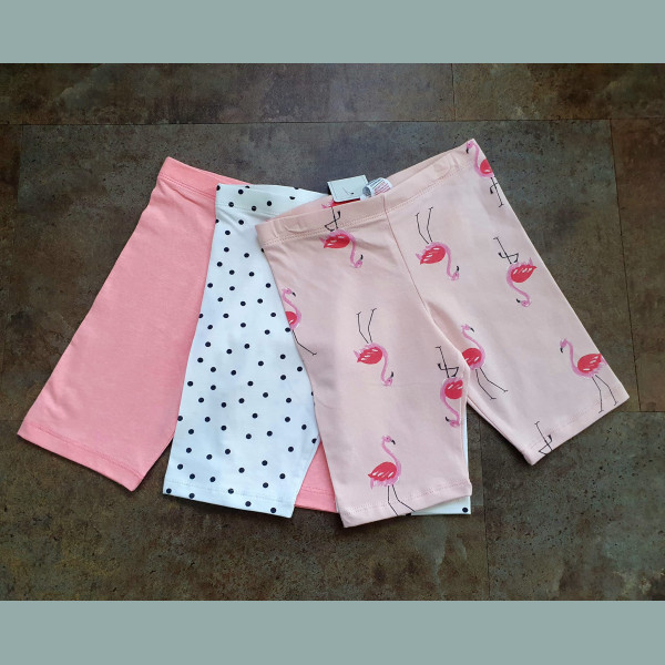 F&F Mädchen Set 3 Shorts kurze Leggings Radlerhosen Flamingo rosa 4-5/110
