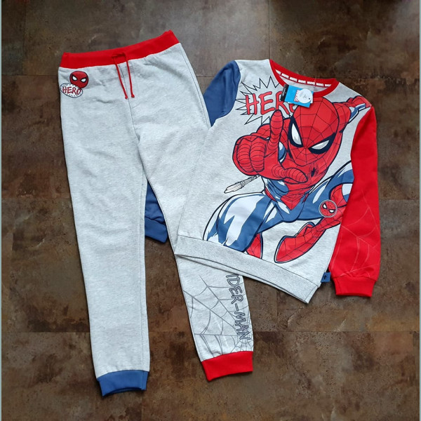 George Jungen Set Sweater Jogger Spiderman grau rot blau 7-8/128 