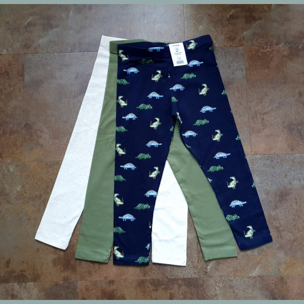 George Jungen Set 3 Leggings Hosen Dinos blau khaki beige 