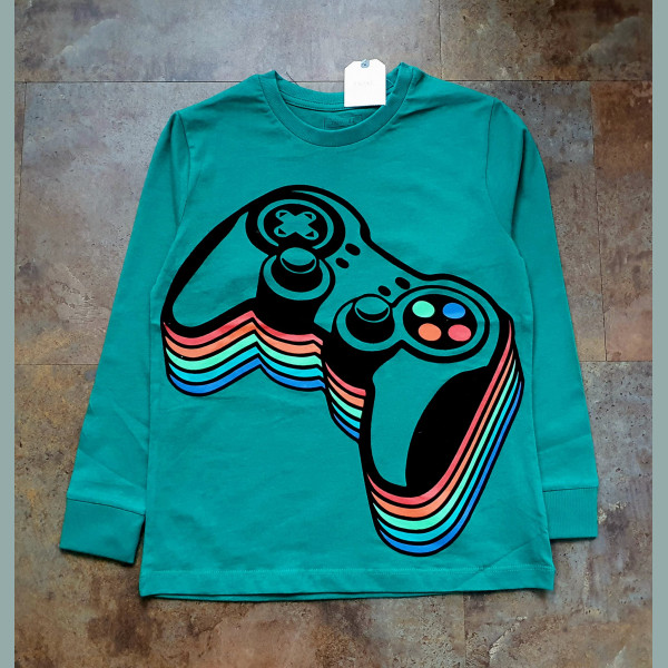 Next Jungen Shirt Gamer Controller langarm grün 11-12/152