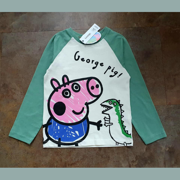 George Jungen Shirt Schorsch Peppa Pig Wutz Dino langarm 5-6/116