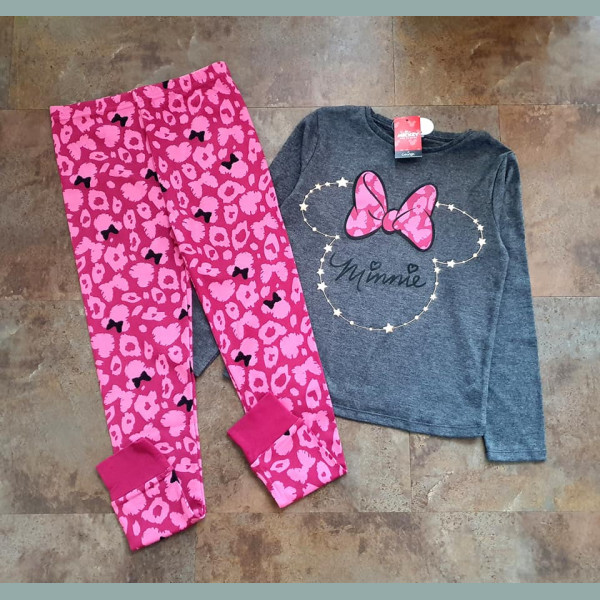 George Mädchen Set Schlafanzug Pyjama Disney Minnie Maus pink grau 
