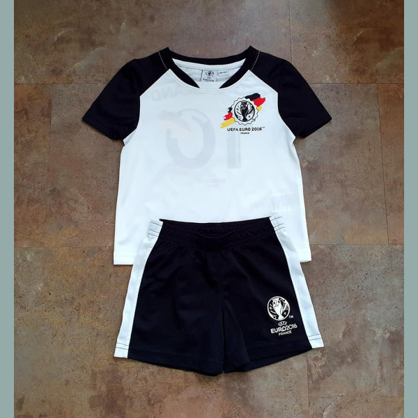 Deutschland Jungen Set Shirt Shorts Trikot EM Fußball schwarz weiß 2-4/ 98-104