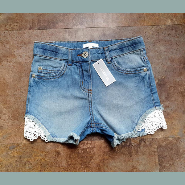 Bluezoo Mädchen Shorts Hotpants Jeans Spitze blau 7/122