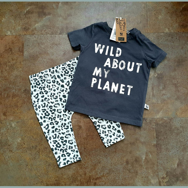 F&F Jungen Baby Set T-Shirt Hose Leo Wild grau 3-6/68