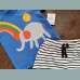 George Jungen Baby Set T-Shirt Shorts Hose Elefant Regenbogen Sonne gestreift blau weiß 9-12/80