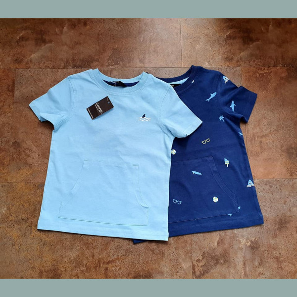 George Jungen Set 2 T-Shirts Meer Boot Eis Sommer blau 