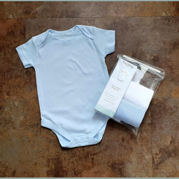 Nutmeg Jungen Baby Set 3 Bodys Bodies kurzarm gestreift blau weiß 18-24/86-92
