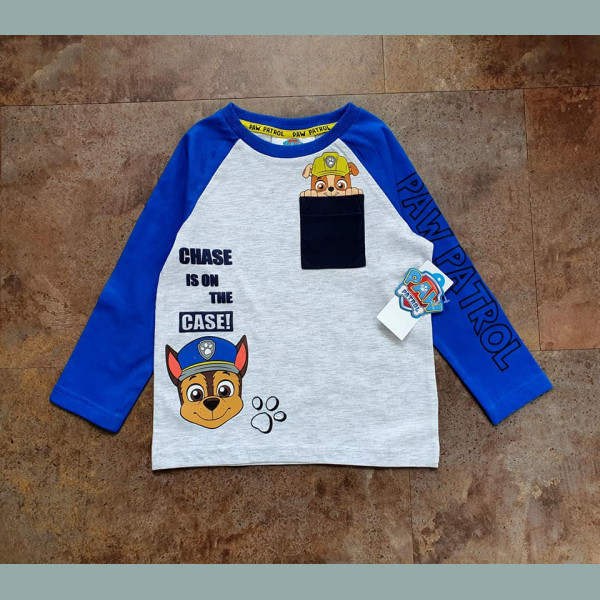 F&F Jungen Shirt Paw Patrol Chase Hund grau blau 18-24/92