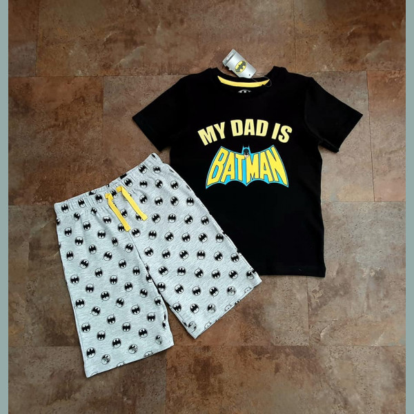 George Jungen Set Schlafanzug Pyjama Batman T-Shirt Shorts grau schwarz 4-5/110