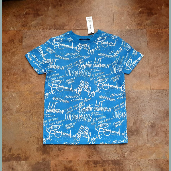 George Jungen T-Shirt kurzarm Graffiti blau 