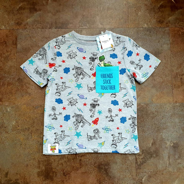 Nutmeg Jungen T-Shirt Disney Pixar Toy Story Dino Tasche kurzarm grau 4-5/110