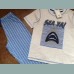 TU Jungen Set Schlafanzug Pyjama T-Shirt Hose Hai gestreift grau blau 9-10/140 