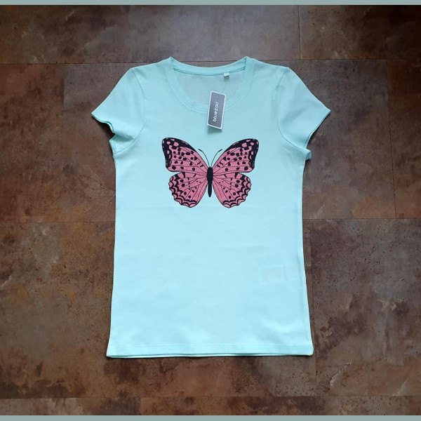Bluezoo Mädchen T-Shirt Schmetterling Glitzer türkis 9-10/140