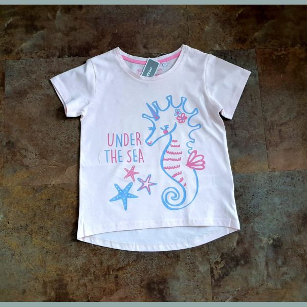 Bluezoo Mädchen T-Shirt Seepferdchen Muschel Seestern kurzarm rosa neu 