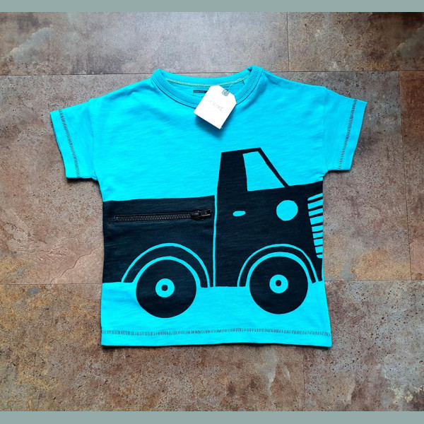 Next Jungen T-Shirt LKW Auto Tasche interaktiv blau 18-24/92