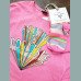 Next Mädchen Set Shirt Strumpfhose Regenbogen Pailletten langarm pink bunt 2-3/98