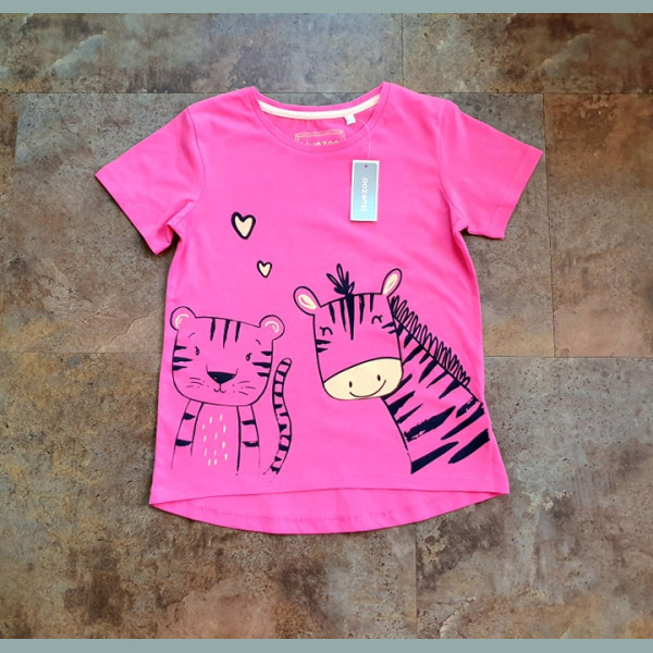 Bluezoo Mädchen T-Shirt Top Giraffe Tiger Herz pink 12-18/86